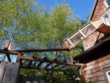 Covered ramp connects the house with the cat enclosure.