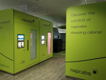 If you don't mind paying a little money, these nap cabins at the Munich airport will give you just enough space to catch up on sleep during a long layover, and come with a bed, desk and Wi-Fi.