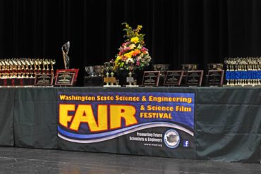 Awards on stage ready for students