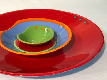 Fused dishes by Mesolini Glass Studio