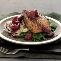 Seared Salmon with Spinach and Grapes