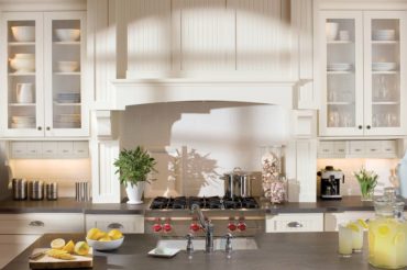 Gas rangetop with mantle-style ventilation (Photo courtesy Dura Supreme Cabinetry)