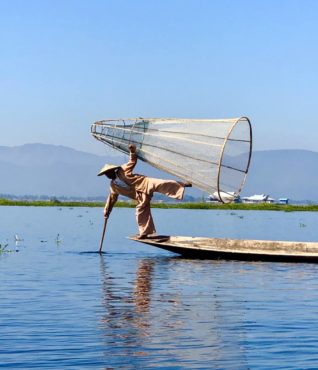 Traditional fisherman on Inle Lake