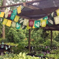 Creative handmade garden flags at Keeping It Green Nursery, Stanwood.