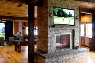 In this beautiful game room, a golf simulator/home theater system was installed along with multiple custom Focal in-ceiling speakers and JL Audio subwoofers. This entertainment can easily be controlled with keypads or one-touch, universal, hand-held remote controls.