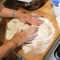 3) Pat dough out into a rectangle.