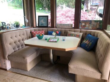 Dining banquette, The Haven on Seabeck Bay