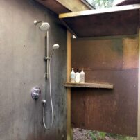 Outdoor shower at TreeHouse Point