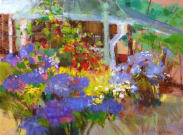 "In a Garden," pastel by Pat Meras