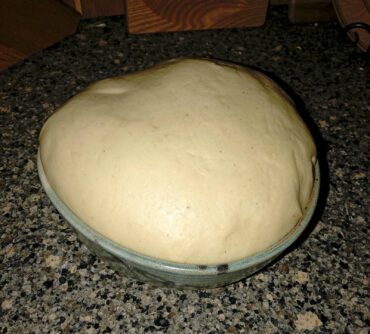 Risen dough ready to form rolls