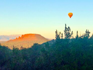 Hot air balloon at sunrise