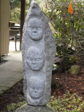 Stone sculptor Sharon Feeney’s “Peas of a Pod” 