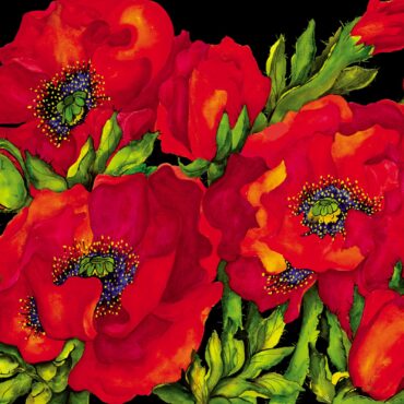 “Bold Poppies” exemplifies Kate Larsson’s colorful painting style.