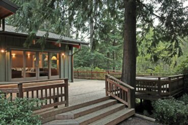 Cedar decking and hand rail. Design by A Kitchen That Works LLC