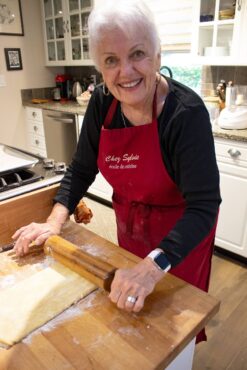 Barb Bourscheidt preparing the pastry
