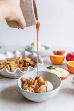 Apple Oat Crumble and Citrus Caramel Topping
