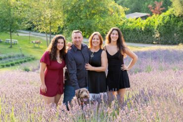 Glenn and Diana Liebner with their daughters, Annina and Eliza; and the family pup, Theo