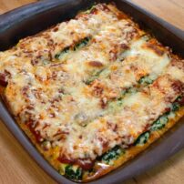 Zucchini Lasagna Rollups, out of the oven and ready to eat