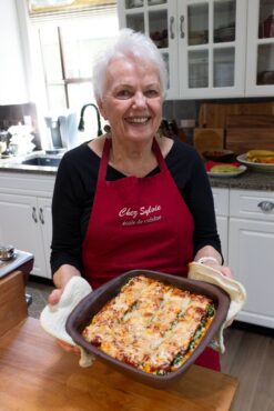 Barb Bourscheidt with the final product — zucchini lasagna rollups, yum!