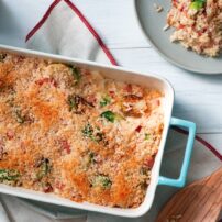 Brussels Sprouts and Ham Rice Gratin