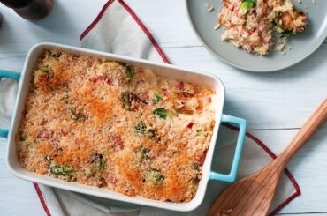 Brussels Sprouts and Ham Rice Gratin