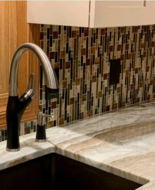 Geometric tile backsplash