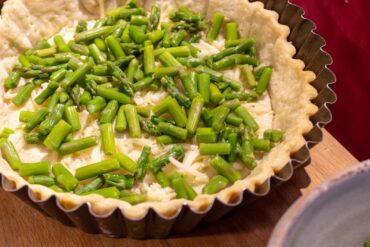 Prebaked crust with veggies