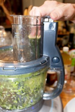 A food processor makes grating zucchini easy.