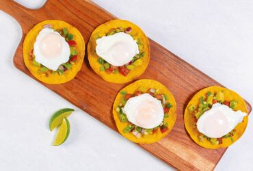 Poached Egg Tostadas with Avocado-Tomatillo Salsa