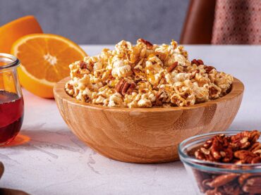 Old Fashioned Bourbon Maple Popcorn with Pecans