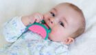 baby chewing plastic