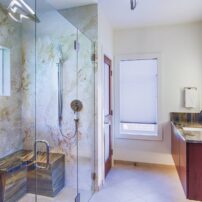 Shower bench and vanity