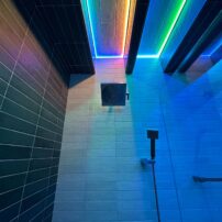 LED chromatherapy in the shower (Photo courtesy Stonehenge Custom Tile & Home)