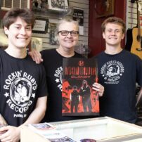 Melanie Peters, owner of Rockin’ Ruby’s Records, and her staff