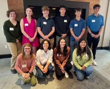 The 2024 class of Heron's Key scholarship recipients mingle at the annual luncheon where residents who donated to the scholarship program get to meet and mingle with the students.