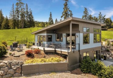 Clairvue project by Green Pod Development — vertical dual ADU upper entrance is behind and lower entrance on the bottom right. (Photography courtesy Clarity Northwest)