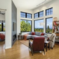 Upper-level living room and bedroom