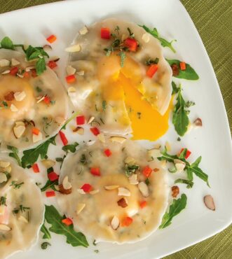 Egg Ravioli with Sage and Almonds