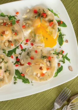 Egg Ravioli with Sage and Almonds