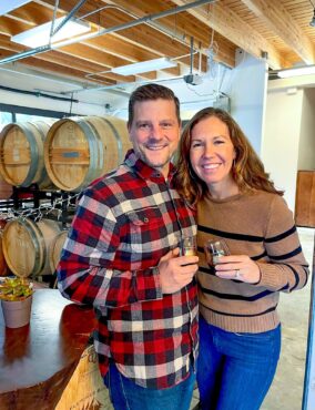 The Sip writer Brooke Huffman and her husband, J Huffman, at Fletcher Bay Winery