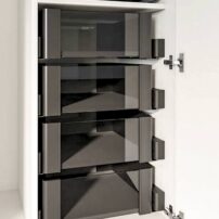 Kesseböhmer super stylish Conero closet storage drawers help keep you organized with the smoked glass fronts.