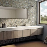 Porcelain wall tiles from the Spuma Collection in the SorbettoTutti Frutti finish by Spanish manufacturer Arcana Ceramica