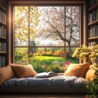 Expansive Windows and Built-In Bookshelves