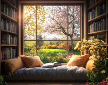 Expansive Windows and Built-In Bookshelves