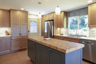 Grothouse end grain maple butcher block countertop. Design by McCabe By Design LLC