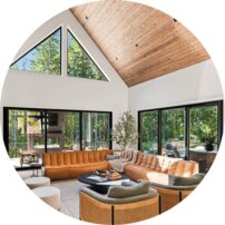 LET THE LIGHT SHINE THROUGH: The multipanel wall of windows opens for seamless inside and outdoor flow. All the windows are by Milgard Windows and Doors.